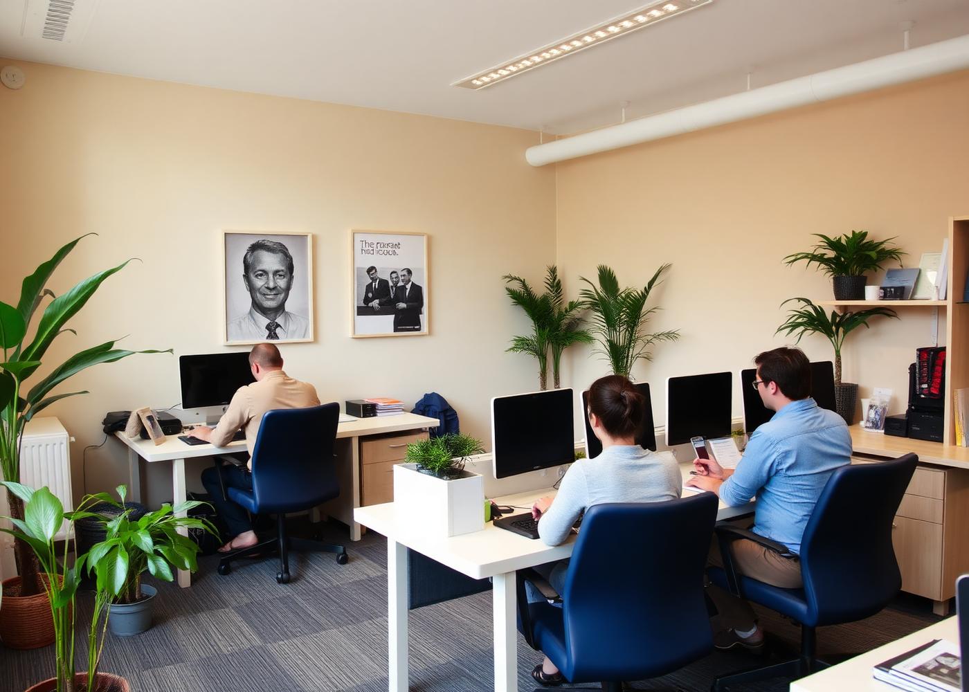 Advisory team working with clients in the office