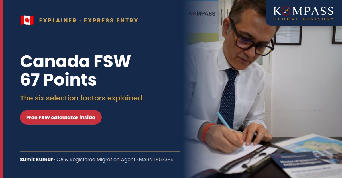 Canada FSW 67 Points — Sumit Kumar reviewing an application