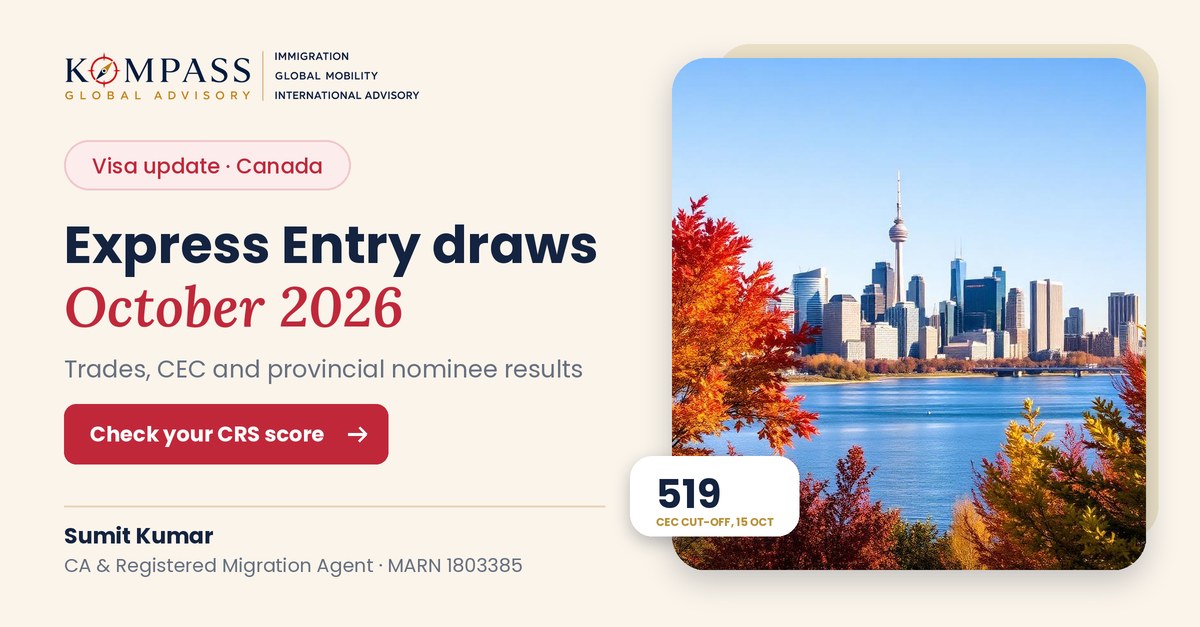 Express Entry draw results October 2026, Toronto skyline in autumn