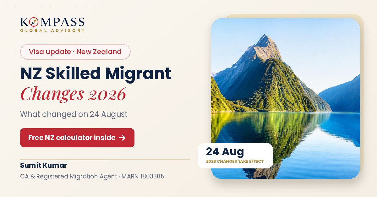 New Zealand Skilled Migrant Category changes from August 2026